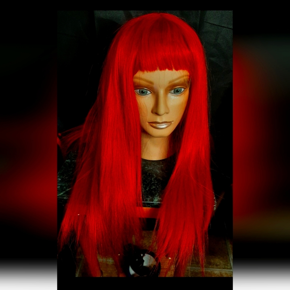 Red wig with bangs